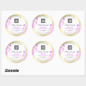 Blumenmarken mit Logos, Lila Gold Runder Aufkleber (Blatt)