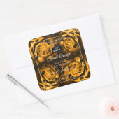 Blumenmarken Orangefarbene Rose mit Logo Quadratischer Aufkleber (Umschlag)