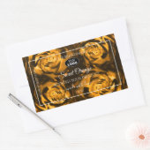 Blumenmarken Orangefarbene Rose mit Logo Rechteckiger Aufkleber (Umschlag)