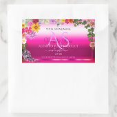 Blumenmarken Rosa Farbstoff mit Monogramm Rechteckiger Aufkleber (Tasche)