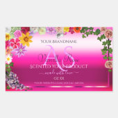 Blumenmarken Rosa Farbstoff mit Monogramm Rechteckiger Aufkleber (Vorderseite)