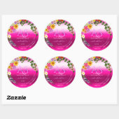 Blumenmarken Rosa Farbstoff mit Monogramm Runder Aufkleber (Blatt)