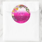 Blumenmarken Rosa Farbstoff mit Monogramm Runder Aufkleber (Tasche)