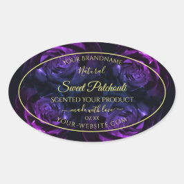 Blumenmarken Rosa Lila blühende Rose Ovaler Aufkleber