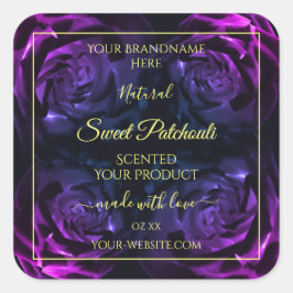 Blumenmarken Rosa Lila blühende Rose Quadratischer Aufkleber