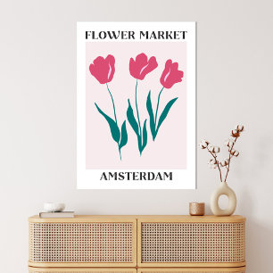 Blumenmarkt Amsterdam Rosa Tulpen Floral Leinwanddruck