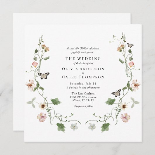 Blumenmarkt Hochzeit Einladung (Vorne/Hinten)