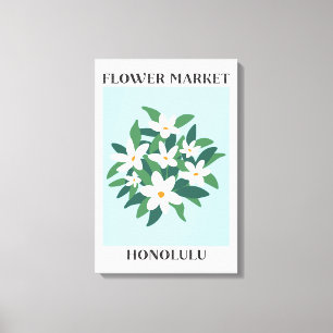 Blumenmarkt Honolulu Weiße Jasmin-Blüten Leinwanddruck