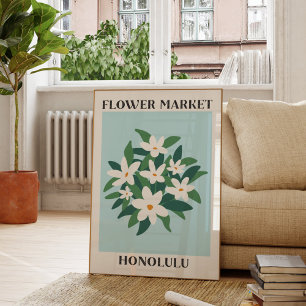 Blumenmarkt Honolulu Weiße Jasmin-Blüten Poster