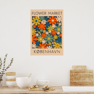 Blumenmarkt Kopenhagen Dänische Retro-Blumenkunst Poster