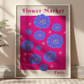 Blumenmarkt Paris Fuchsia & Blau Lebendiges Floral Poster