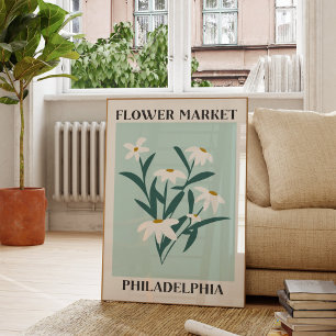 Blumenmarkt Philadelphia Weiße Daisy Floral Poster
