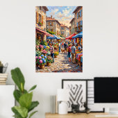 Blumenmarkt-Straßenszene Poster (Heimbüro)