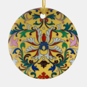 Blumenmarkt Vintage Gelbe Wildblume Botanisch Keramik Ornament