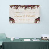 Blumenmarmor Burgundy White Peony Wedding Willkomm Banner (Messeveranstaltung)