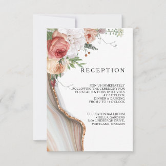 Blumenmarmor-Glitzer Hochzeitskarte Einladung
