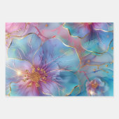 Blumenmarmor Gold Pink Blau Geschenkpapier Set (Vorderseite 3)