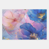 Blumenmarmor Gold Pink Blau Geschenkpapier Set (Vorderseite 2)