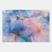 Blumenmarmor Gold Pink Blau Geschenkpapier Set (Vorderseite)