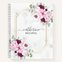 Blumenmarmor Leere eigene Kochbuch Rezept zum Schr Notizblock