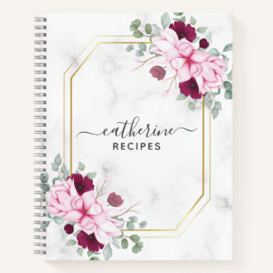Blumenmarmor Leere eigene Kochbuch Rezept zum Schr Notizblock