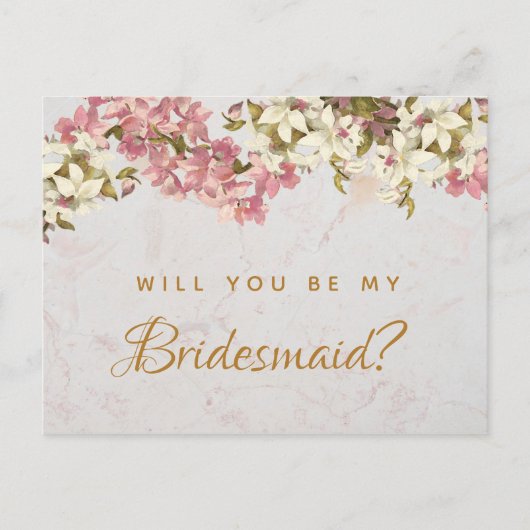 Blumenmarmor Orchids Bridesmaid Postkarte (Vorderseite)