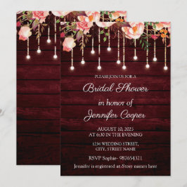 Blumenmaroon Holz Rustikales Brautparty Einladung