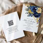 Blumenmarsch Blue Gold Garden Elegante Hochzeit Einladung