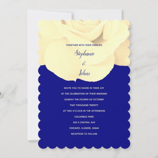 Blumenmarsch Blue Ivory Rose Frühjahrssommer Hochz Einladung (Vorderseite)