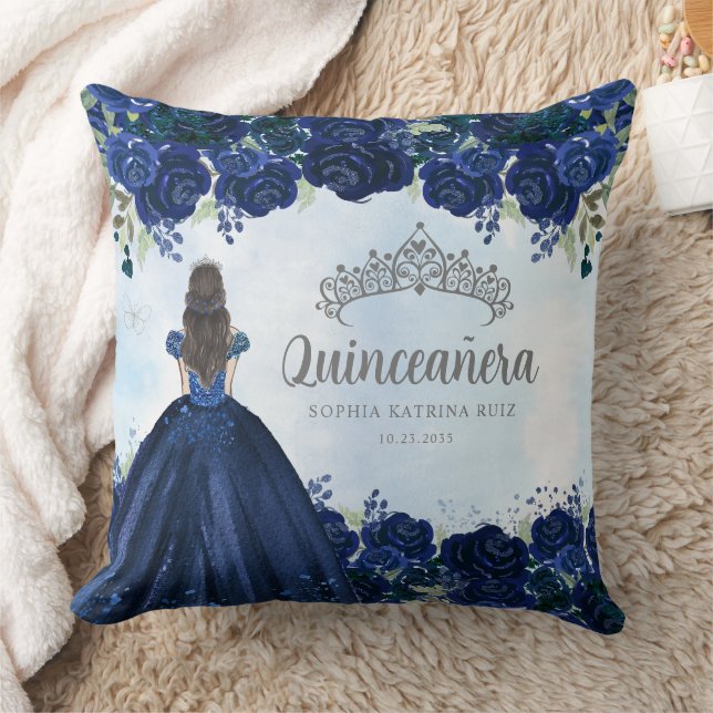 Blumenmarschall Blauer Grau Prinzessin Tiara Quinc Kissen (Decke)
