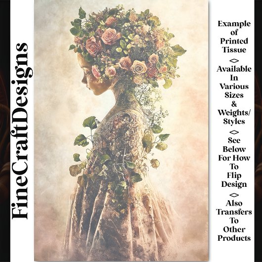 Blumenmärsche Kind & rosa Rosen AU4 Dekoutierung Seidenpapier