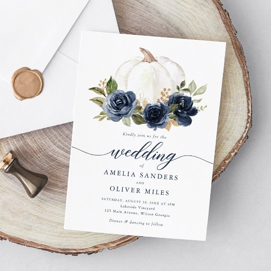 Blumenmarschee Blue Pumpkin Fall Greenerity Weddin Einladung