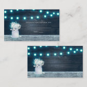 Blumenmason Jar & Blue Lights Rustikale Tafelstell Platzkarte (Vorne/Hinten)