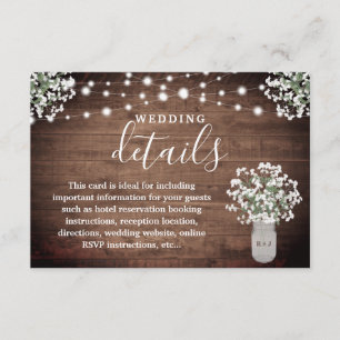 Blumenmason Jar Lights Monogram Wedding Details Begleitkarte