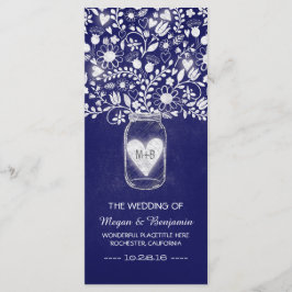 Blumenmason Jar Royal Blue Hochzeitsprogramme Programm