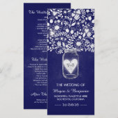 Blumenmason Jar Royal Blue Hochzeitsprogramme Programm (Vorne/Hinten)