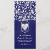 Blumenmason Jar Royal Blue Hochzeitsprogramme Programm (Vorderseite)