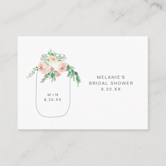Blumenmasson Jar Duschrei-Anfrage Begleitkarte (Rückseite)