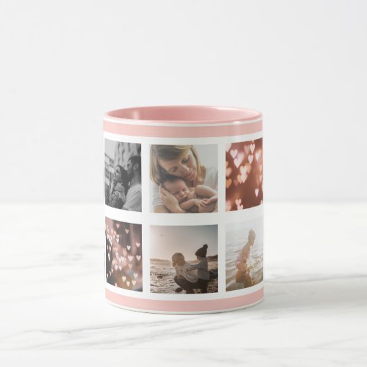 Blumenmatte Rosa MUM Custom Multi Foto Mama Tasse (Zentrum)