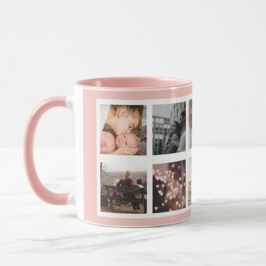 Blumenmatte Rosa MUM Custom Multi Foto Mama Tasse (Links)