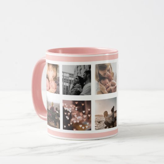 Blumenmatte Rosa MUM Custom Multi Foto Mama Tasse (Vorderseite Links)