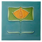 Blumenmauer Dekoration Jugendstil Vintages Abstrak Fliese (Vorderseite)