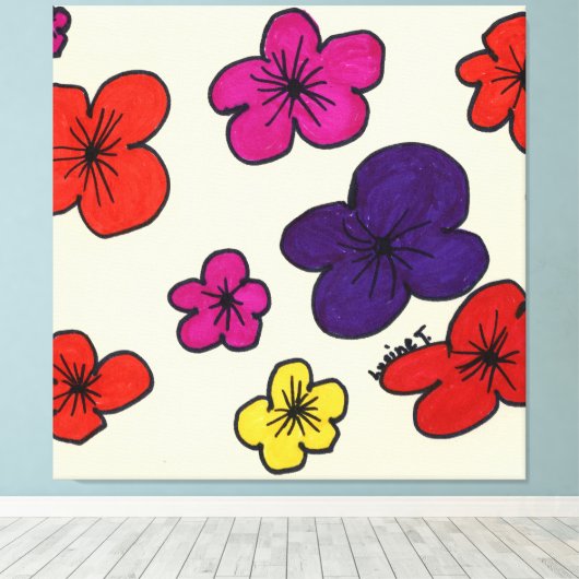 Blumenmauer Leinwanddruck (Insitu (Holzboden))