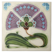 Blumenmauerdekor Jugendstil Vintager Deko Fliese (Vorderseite)