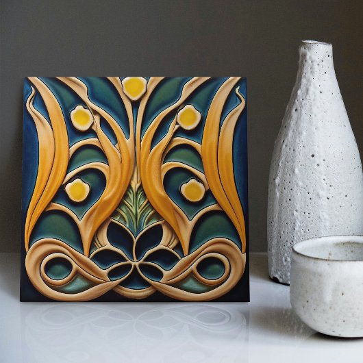 Blumenmauerdekor Jugendstil Vintager Deko Fliese