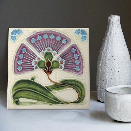Blumenmauerdekor Jugendstil Vintager Deko Fliese