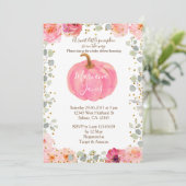 Blumenmäulenkürbis Babydusche Wasserfarbe Rosa Einladung (Stehend Vorderseite)