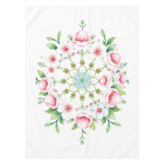 Blumenmedaillon Pastell-Oster-Tischdecke Tischdecke (Vorderseite)
