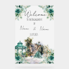 Blumenmeer - Grüne Verlobung Acrylschild