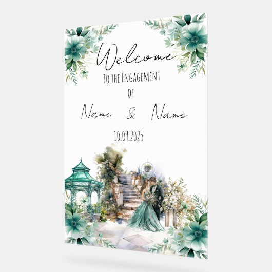 Blumenmeer - Grüne Verlobung Acrylschild (Winkel)